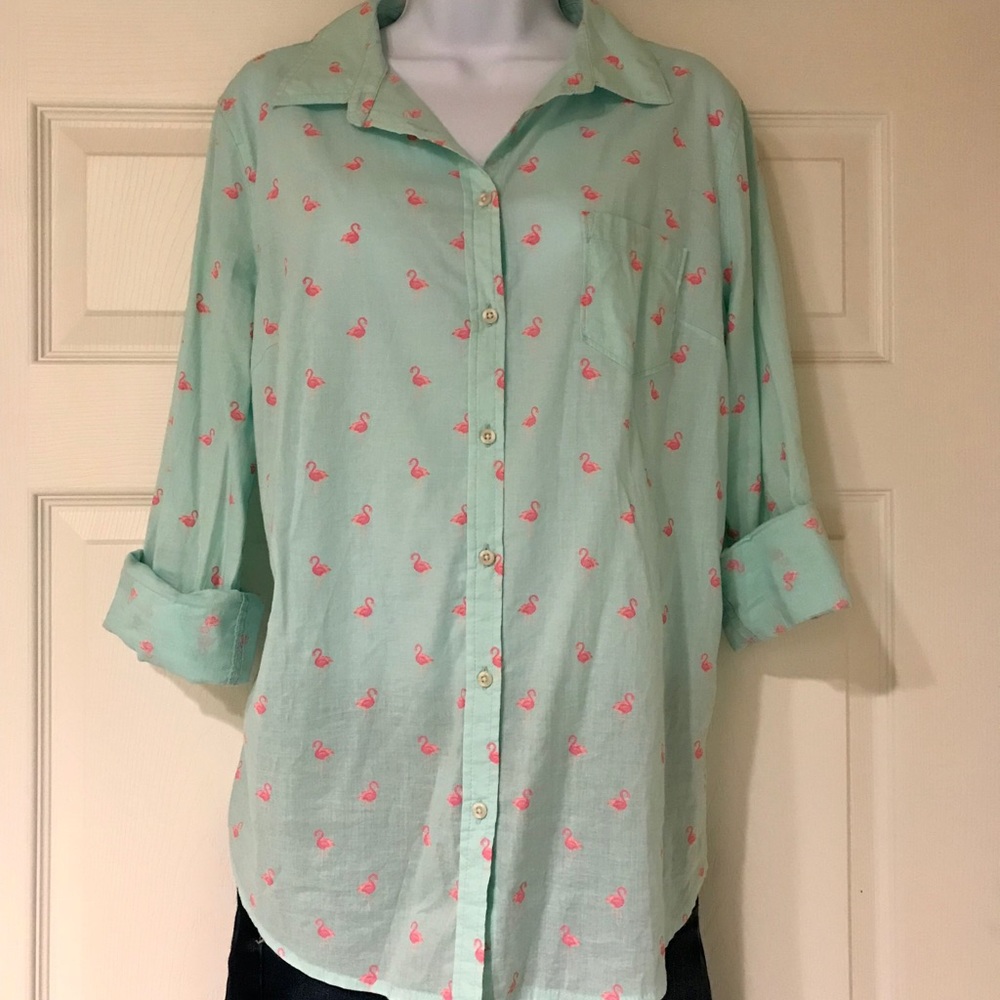 Flamingo Button Down Top